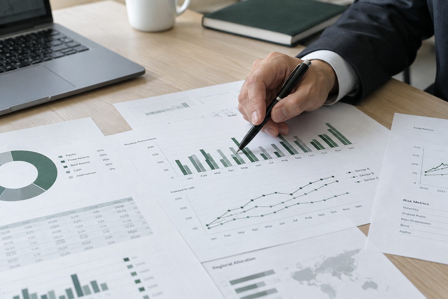 金融市場のデータを調査する様子